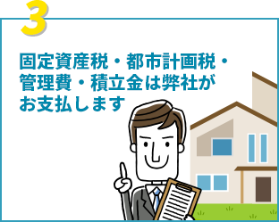 固定資産税・都市計画税・管理費・積立金は弊社がお支払します